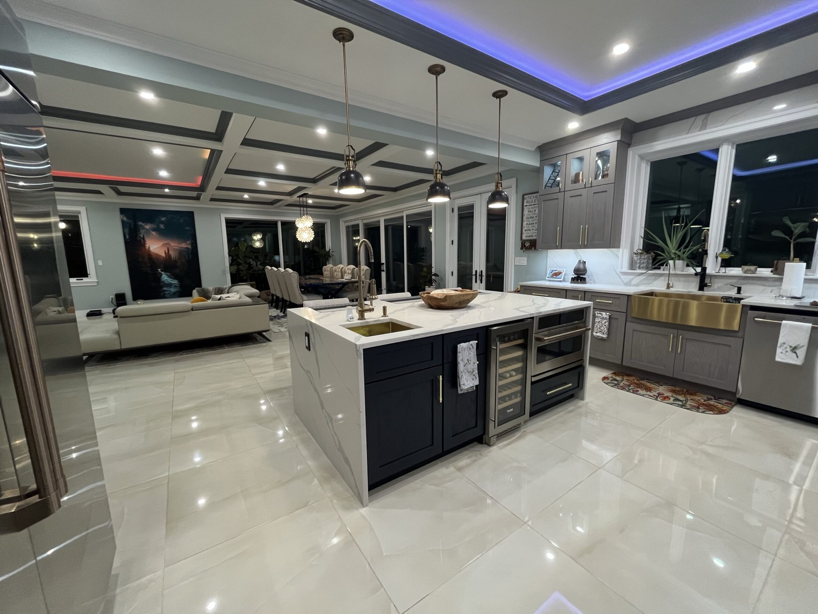 Open residential kitchen and dining interior